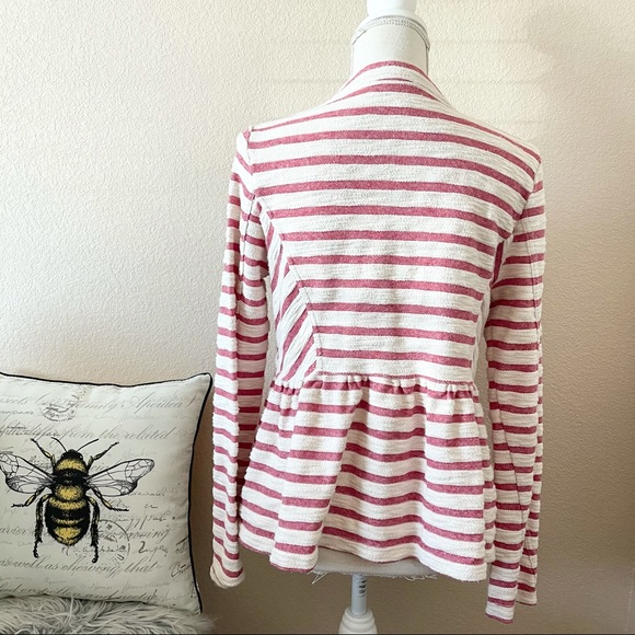 Free People peplum hem red & ivory striped jacket - Picture 4 of 8
